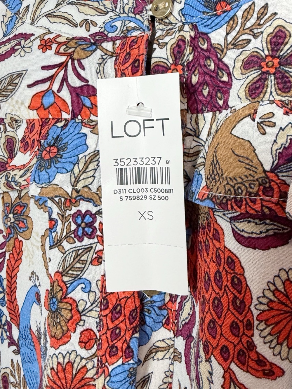 Loft Peacock Print Ruffle Button Blouse - Picture 13 of 13